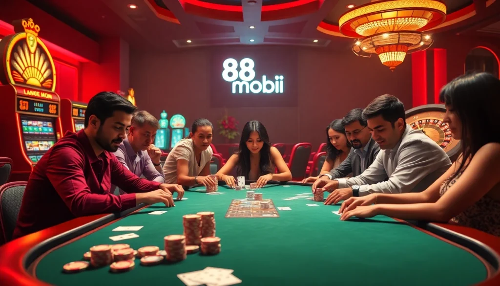 "Experience the thrill of high-stakes gambling with the dynamic 88aa mobi poker scene, featuring intense players and vibrant setups."