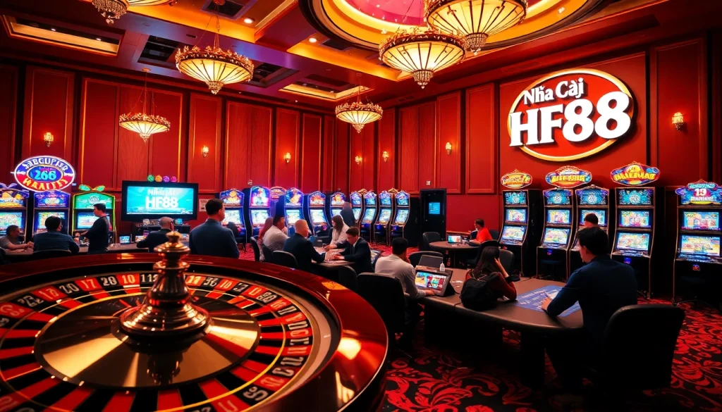 Experience thrills at Nhà Cái HF88, where players engage in exciting poker games and roulette spins.