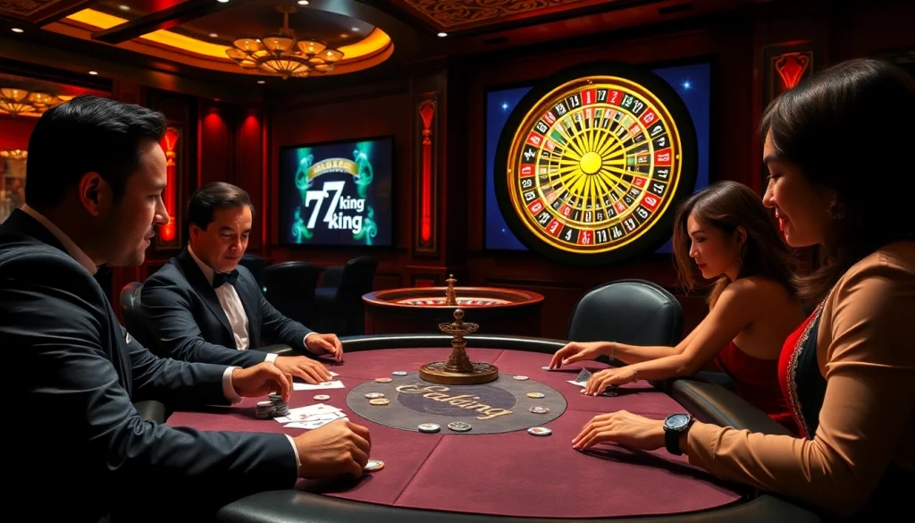 Players experiencing intense poker gameplay at Nhà cái 79king casino, highlighting excitement and strategy.